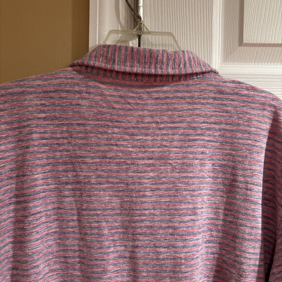 Peter Millar Men’s XL 1/4 Button Polo Short Sleeve Shirt Red/Grey Striped - Picture 7 of 7